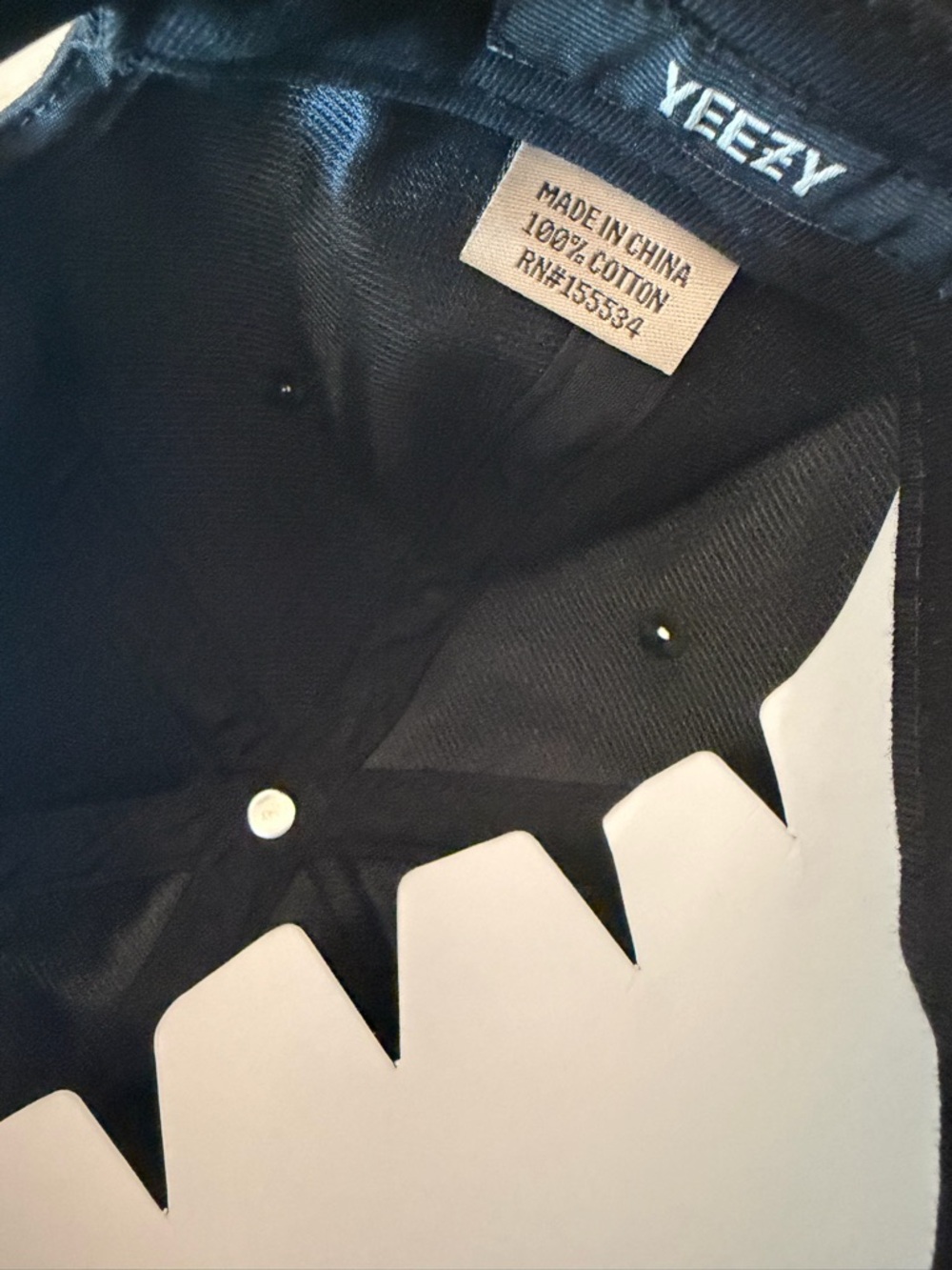 Yeezy Black Cap with White Tooth Graphic